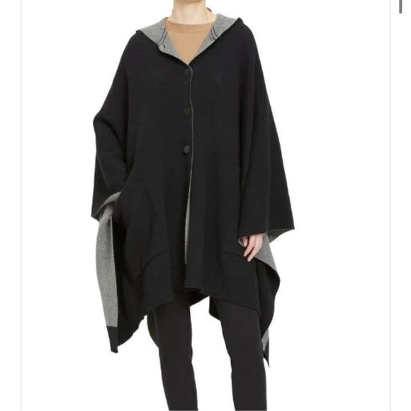 Theory Jackets & Blazers - Theory button down Felted Wool-Cashmere Hooded Poncho - Black / Grey size P/S